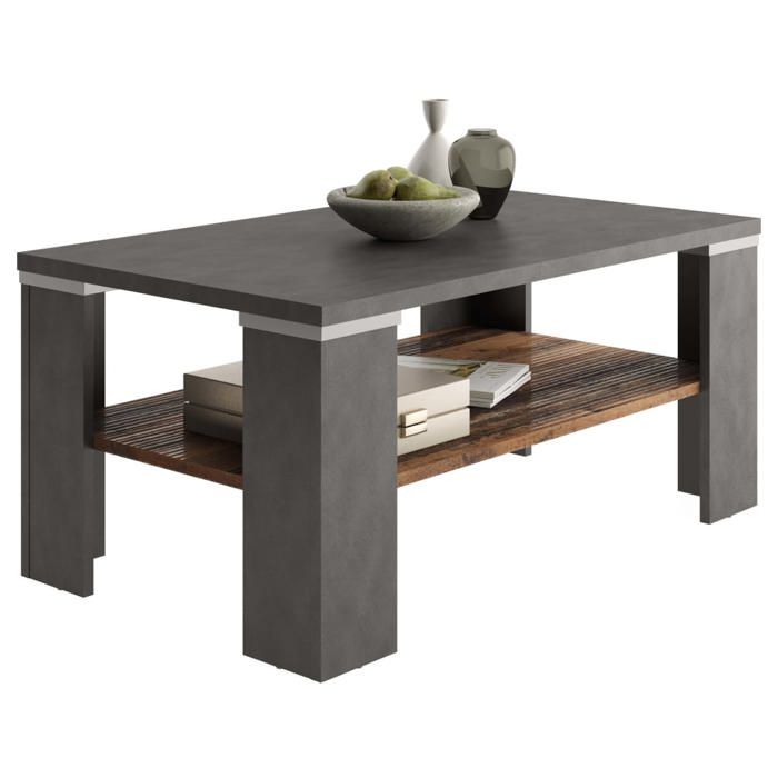 table basse contemporaine - fmd - gris matera - étagère pratique - style ancien