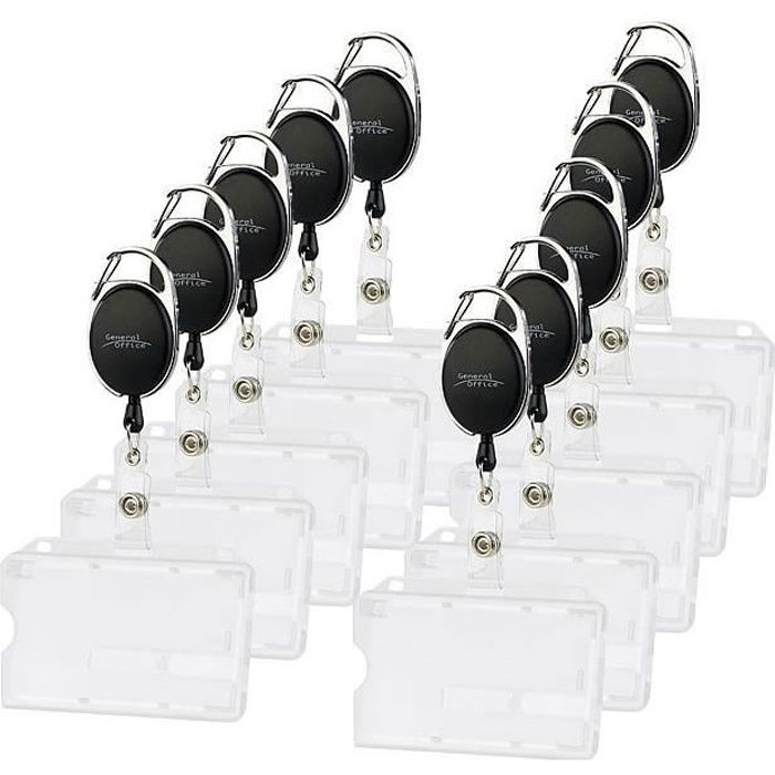 Pack de 10 portebadges avec clip de fixation et dérouleur Cdiscount