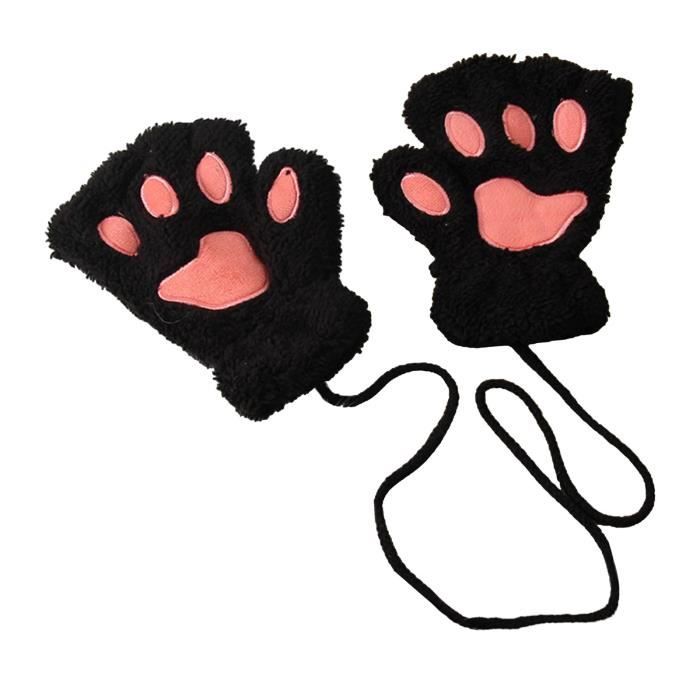 Gant De Griffe De Patte De Chat Pour Femmes Gants De Mitaine Sans Doigts  D'hiver Doux Pour L'intérieur Et L'extérieur Noir - Cdiscount Prêt-À-Porter