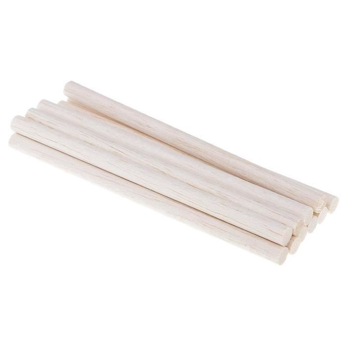 10 Bâtonnets En Bois De Balsa - Diamètre 8 Mm - Longueur 120 Mm - Pour Bricolage, Modélisme, Projets Créatifs - 8