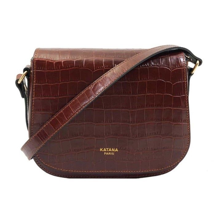 Sac cuir croco best sale marron