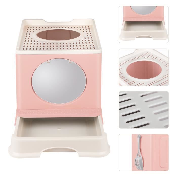 Comparer les prix de Bac à Litière Fermé pour Chat - KEDIA - Plateau Amovible - Rose - 45*39*34cm - Capacité de Charge 15 kg