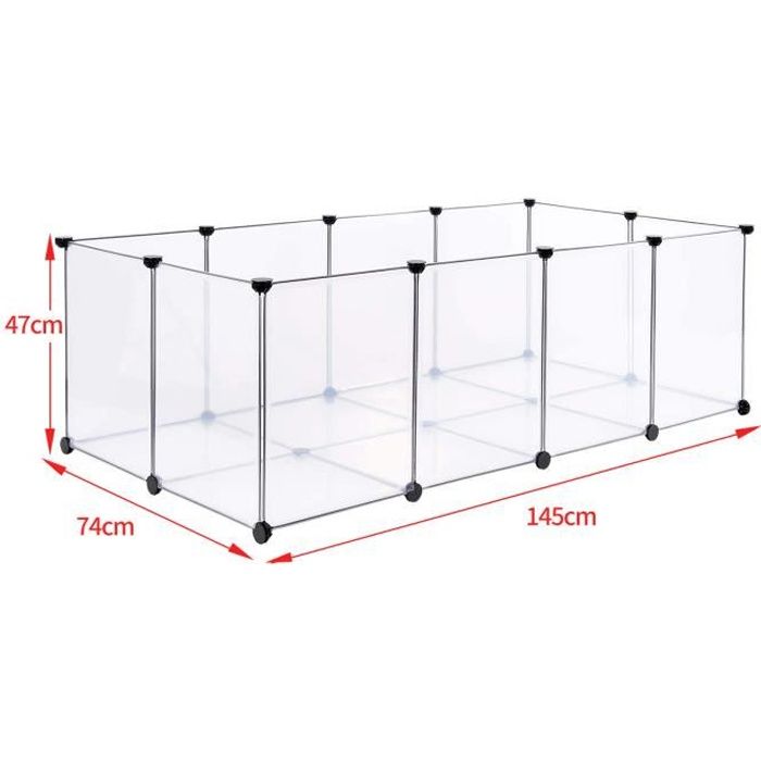 Comparer les prix de KEDIA. Parc Enclos, Cage, Clôture, Modulable, Transparent, en Plastique, pour Cochon d’Inde, Lapin, Hérisson, 143x71x47 cm 20pcs
