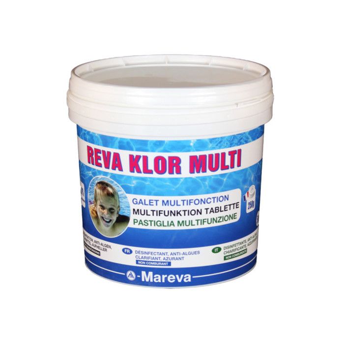Reva Klor multi - Galet 250g - 5 kg de Mareva - Chlore oxygène actif brome