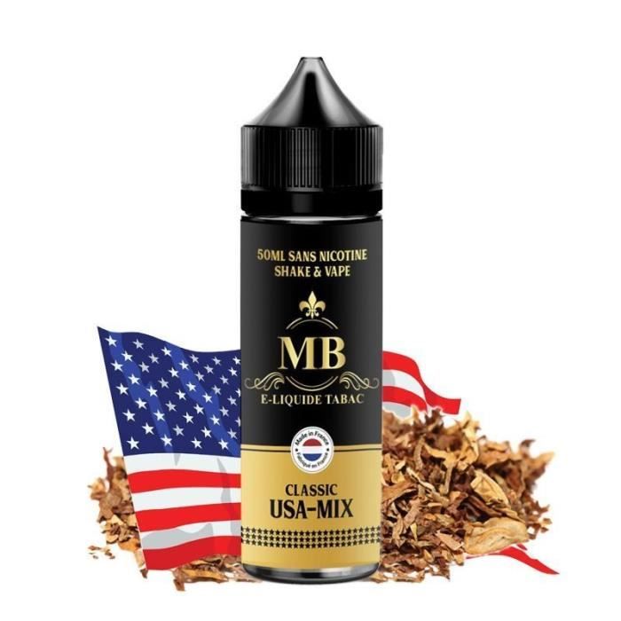 ELIQUIDE 50ML - MARQUE : MB - SAVEUR : TABAC USA MIX - SANS NICOTINE