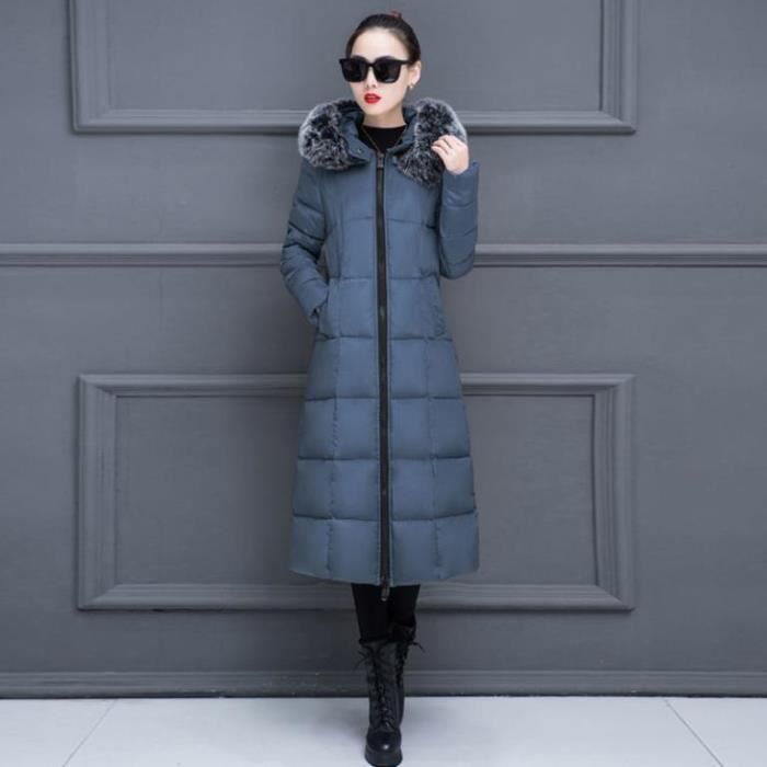 Manteau Femme Grande Taille Ample en Coton Gris LG