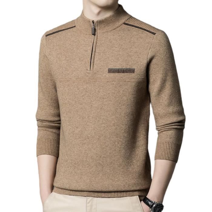 Cardigan Homme à Fermeture éclair Complète - Tricoté, Poches Avant, Manches Longues, Plusieurs Tailles