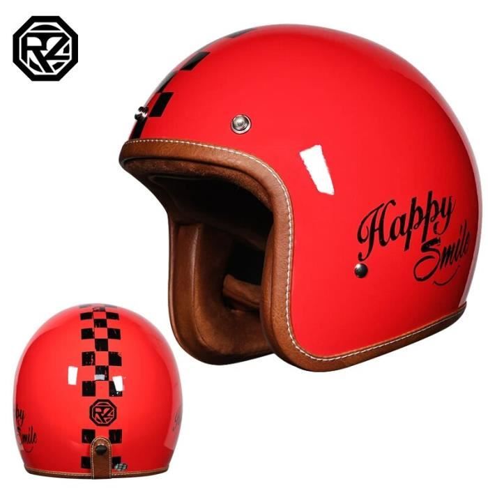 Casque Demi-jet Rétro Pour Moto, Scooter, Cruiser - Certifié DOT/ECE | Design Vintage, Léger, Confortable