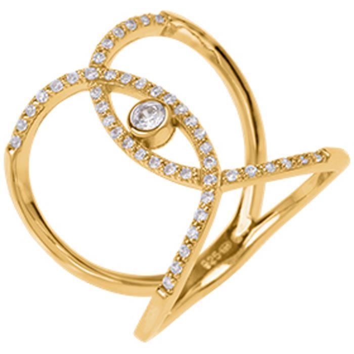 Bague Femme Altesse Plaqué Or Saphir Et Oxyde De Zirconium - Taille 50, Neuve Sans Emballage