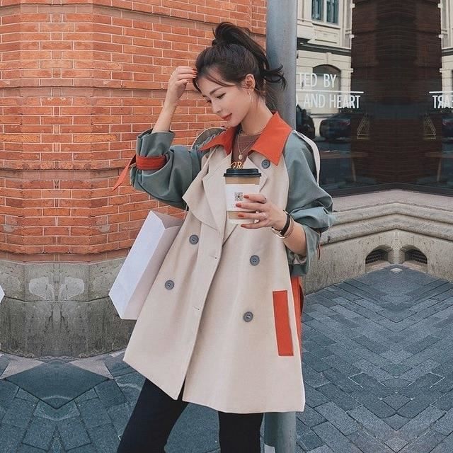 Manteau coupe vent mi long pour femmes Marque inconnue Style britannique Chevrons Grande taille Blanc Cdiscount Pret a Porter