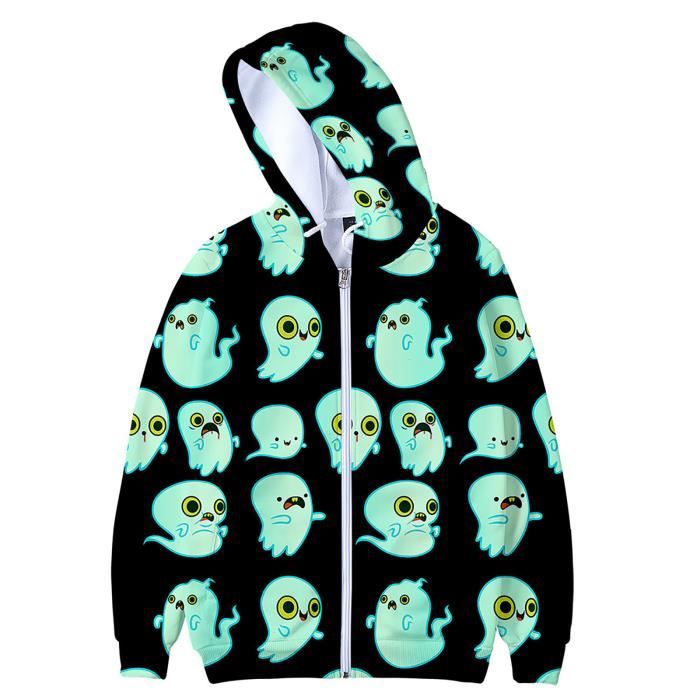 Sweat Halloween Enfant Unisexe - Manches Longues, Imprimé Fantôme, Tailles 2-12 Ans - 11