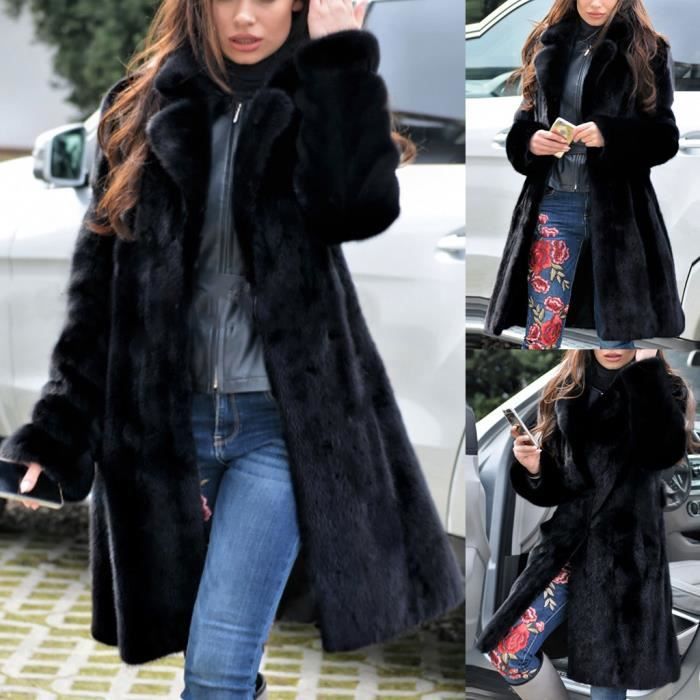Veste en fourrure noir femme sales