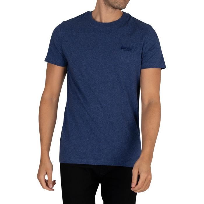 Superdry Pour des hommes T-shirt à logo brodé Vintage, Bleu