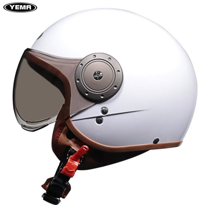 Casque Jet Moto Vintage 3/4 - Homologué ECE 2205 - Coque ABS - Pour Scooter, Cruiser - Taille S à XXL