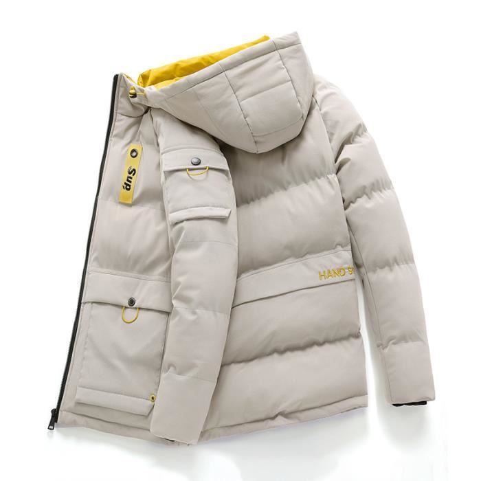 Doudoune Homme Hiver A capuche Manches longues Chaude Epaisse - Kaki