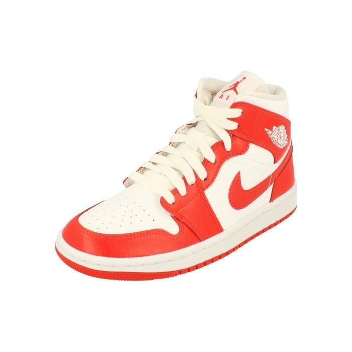 Baskets Nike Femme Air Jordan 1 Mid Rouge Enfant Lacets