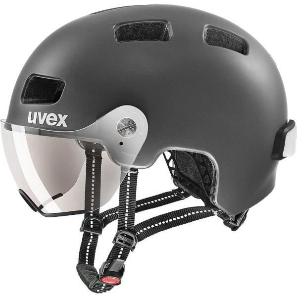 Casque vélo urbain Uvex Rush Visor - Noir - Homme - 58/61 cm - LED enfichable et visière tout temps