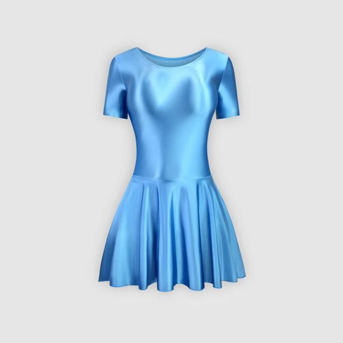 Maillot de bain,robe en satin lisse et brillante, ?� manches courtes, ?� l'entrejambe, pour sports 