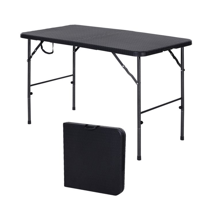 table pliante table de camping pliable table de jardin dim 120l x 60l x 74h cm metal epoxy hdpe noir 120x60x74cm noir cdiscount sport