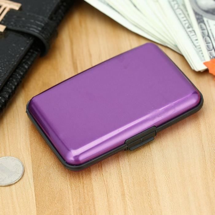 porte carte de crédit en aluminium violet rangemet portable