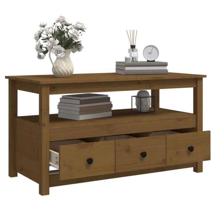 ABB Table basse Marron miel 102x49x55 cm Bois massif de pin - Qqmora ...