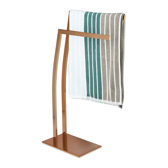 Relaxdays Porte-Serviettes 3 Barres Noir - Métal - 83x39x18cm - Porte-Vêtements Amovible Sans Perçage