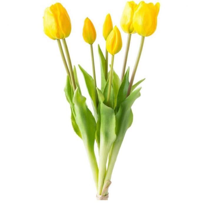 Tulipe artificielle bouquet réel toucher 7 têtes faux fleurs mariage  décorations de tulipe jaune - Cdiscount Maison