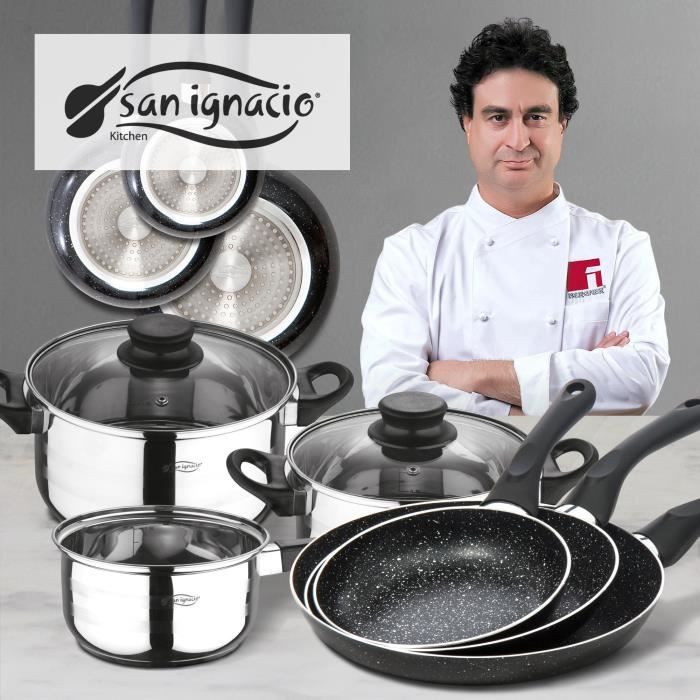 Batterie De Cuisine San Ignacio Onil – 5 Pièces Inox (2 Faitouts 18/20 Cm, 1 Casserole 16 Cm) – Compatible Toutes Plaques – Design Cuivre - 7
