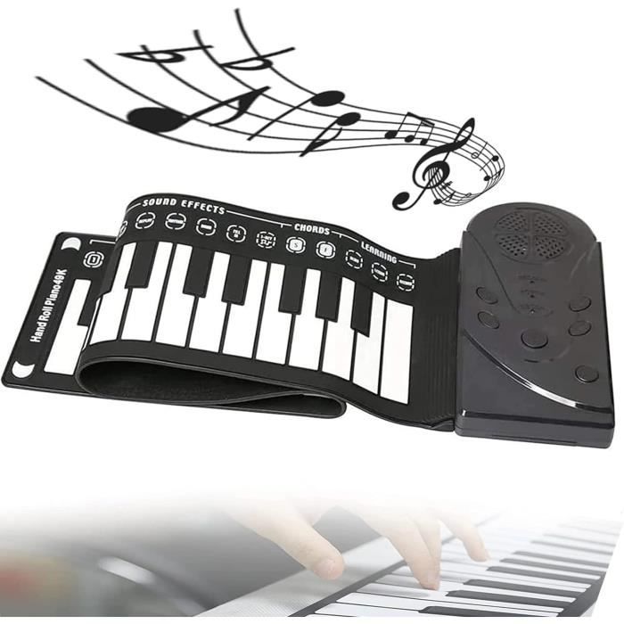Piano portable 61 touches enroulable en silicone souple et