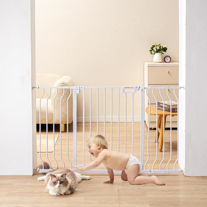 Barrière De Sécurité Extensible Pour Chiens - Jusqu'à 140 Cm De Large, 87 Cm De Haut, Noire, Rétractable