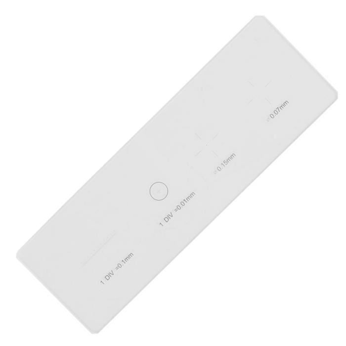 Règle D'Étalonnage Microscope - Micromètre Transparent 50x90 Mm, Épaisseur 0,1 Mm - Pour Mesure De Particules, Largeur De Ligne - 2