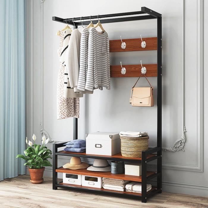 Tempsa Portemanteau En Metal Vetements Support Maison Chambre Stockage Armoire Vetements 80x37x170cm Cdiscount Maison