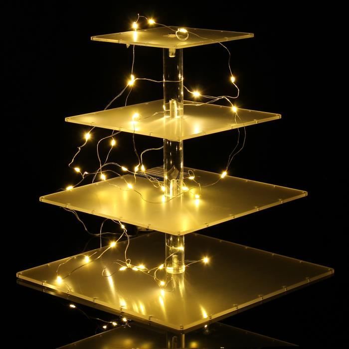 Led Presentoir Support A Gateau Decoration Mariage Fee Fil Chaine 4 Niveaux Cdiscount Maison