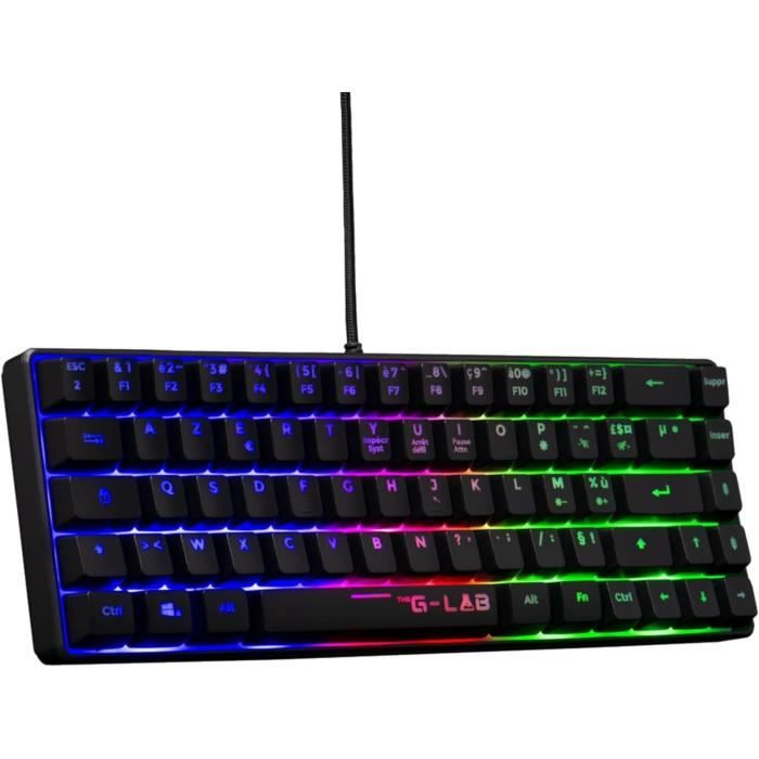 Clavier Gaming - THE G-LAB - KEYZ-HYDROGEN/FR - Membrane 60% Noir