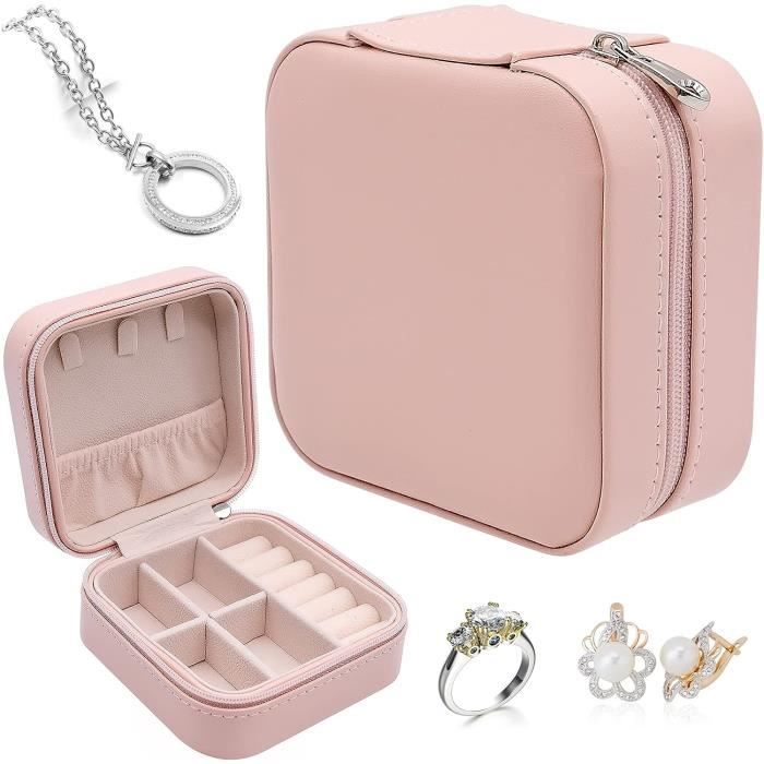 Boîte à Bijoux De Voyage HerFav - Mini Organisateur Rose Avec Compartiments
