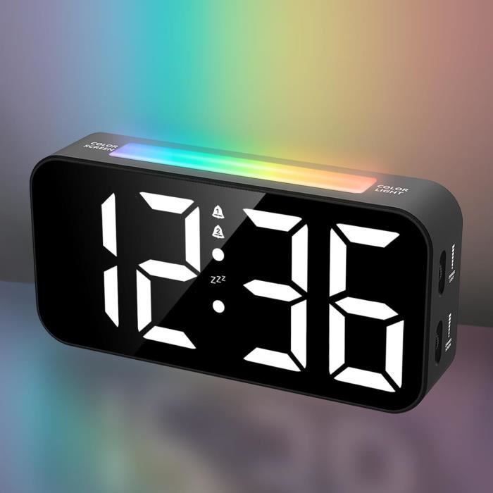 Travelwey Réveil Numérique LED - Reveil Matin pour Gros Dormeurs Grand Travelwey Réveil Numérique LED - Reveil Matin pour Gros Dormeurs Grand