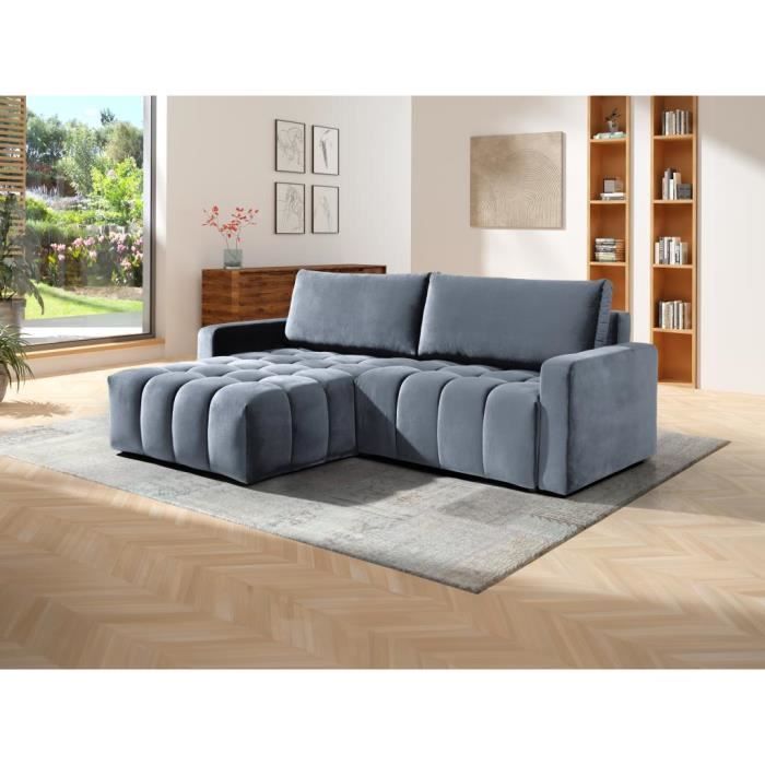 Canapé d'angle Gris Velours Moderne Confort