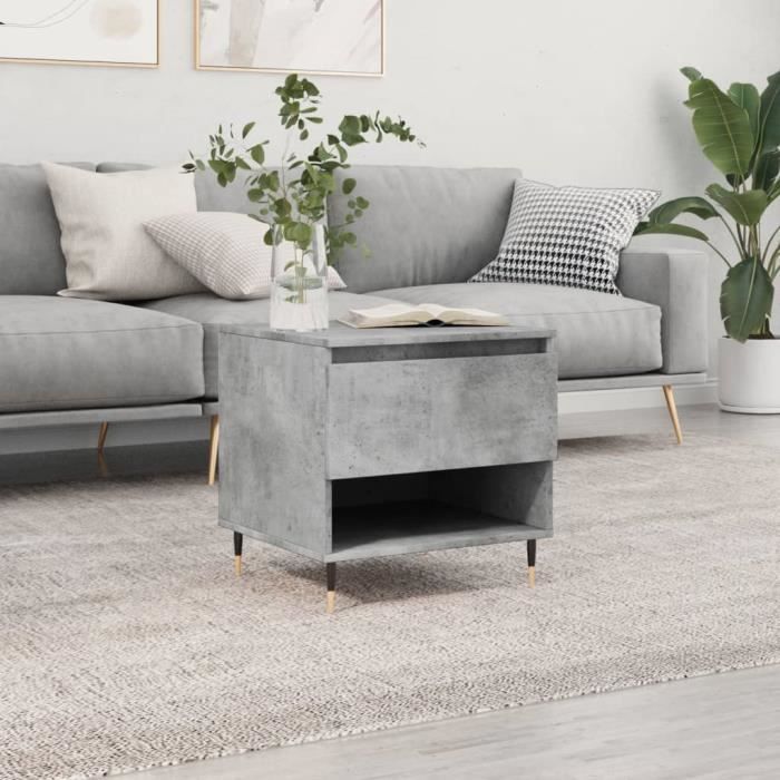 Table basse - VIDAXL - 50x46x50 cm - Bois dingénierie - Gris béton - Design contemporain