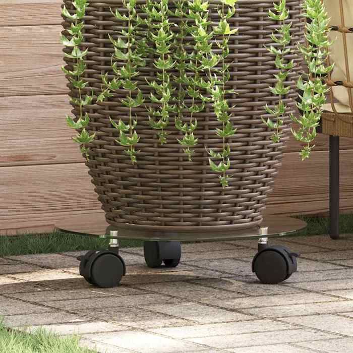vidaXL Porte plantes roulant Ø 28 cm Verre Trempé