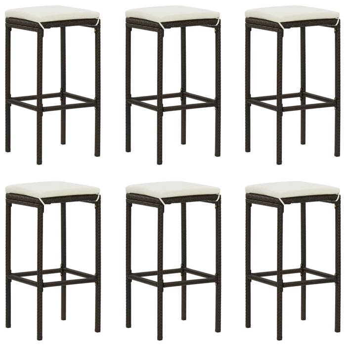vidaXL Lot de 6 Tabourets de Bar avec Coussins Repose-pieds de Pub Chaises de Bistrot Sièges de Salon Salle de Séjour 313448