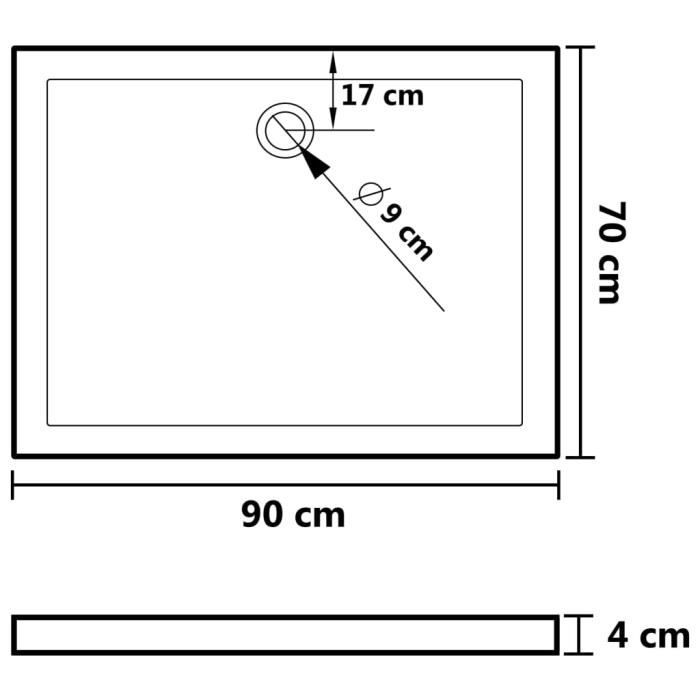 Receveur de douche - VINGVO - 90x70 cm - ABS - Seuil bas - Anti-rouille - Antidérapant