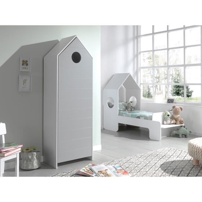 Lit Cabane 70x140 Sommier Inclus Et Armoire 1 Porte Casami Blanc Et Gris Achat Vente Armoire De Chambre Lit Cabane 70x140 Sommier Soldes Sur Cdiscount Des Le 20 Janvier Cdiscount