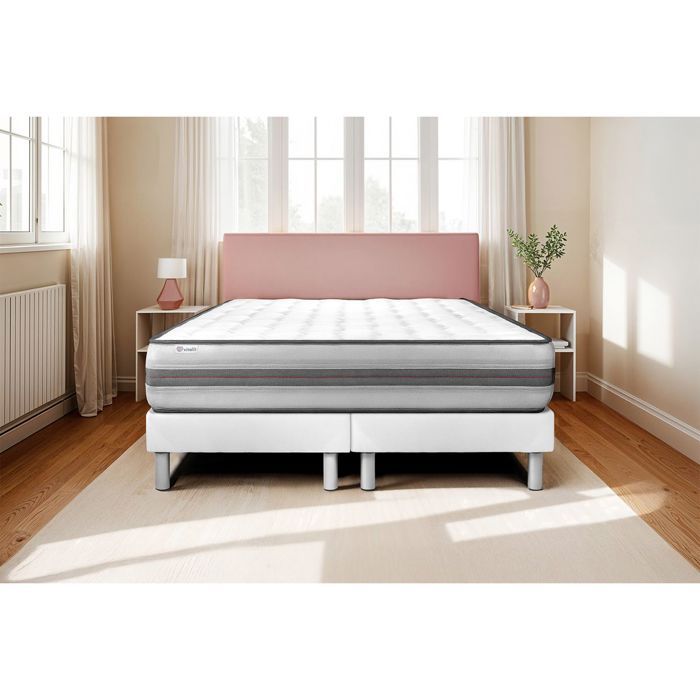 Ensemble Matelas Sommier 180x200 cm - 2 Sommiers Blanc - Vitalpower Recover Blanc