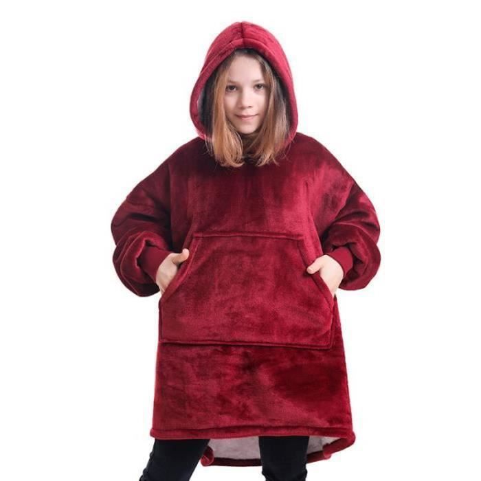 COUVERTURE - EDREDON - PLAID Huggle Hoodie Robe à Capuche Spa Peignoir Sweat-Shirt Molleton Pullover CouvertureEnfantGarçonFille