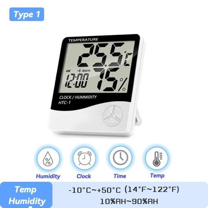 Hygromètre Rétroéclairage Mémoire Min Max Thermomètre Hygromètre Numérique ThreeH Avec Point De Rosée - Mesure Température/humidité Intérieur/extérieur, Rétroéclairage