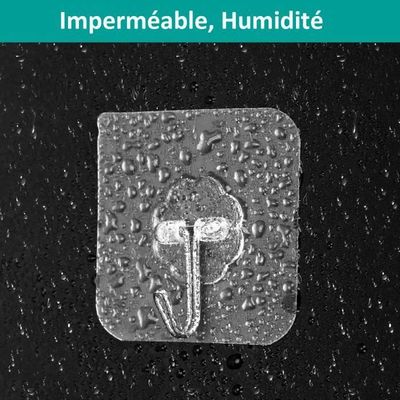 Pack De 9 Crochets Adhésifs Transparents Extra Forts - Support 10kg, Réutilisables - Pour Mur, Plafond, Salle De Bain