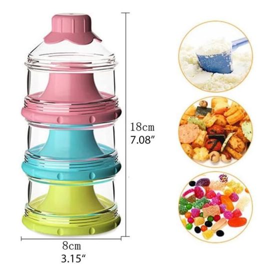 Boîte à Lait Portable Hameio – Doseur Lait 4 Compartiments – Idéale Pour Les Sorties Avec Bébé