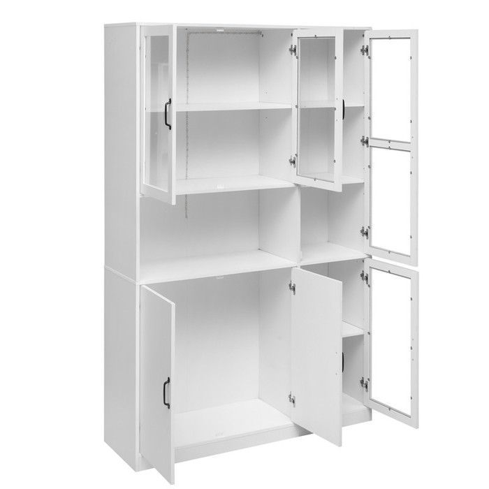 Buffet Moderne 180 cm Blanc avec Poignées Dorées et Étagères Flexibles - Parfait pour Cuisine Buffet Moderne 180 cm Blanc avec Poignées Dorées et Étagères Flexibles - Parfait pour Cuisine