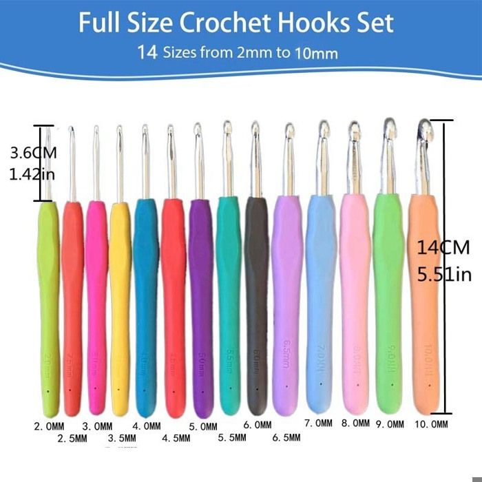 9 Aiguilles à Crochet,Crochets Multicolores En Aluminium De 2