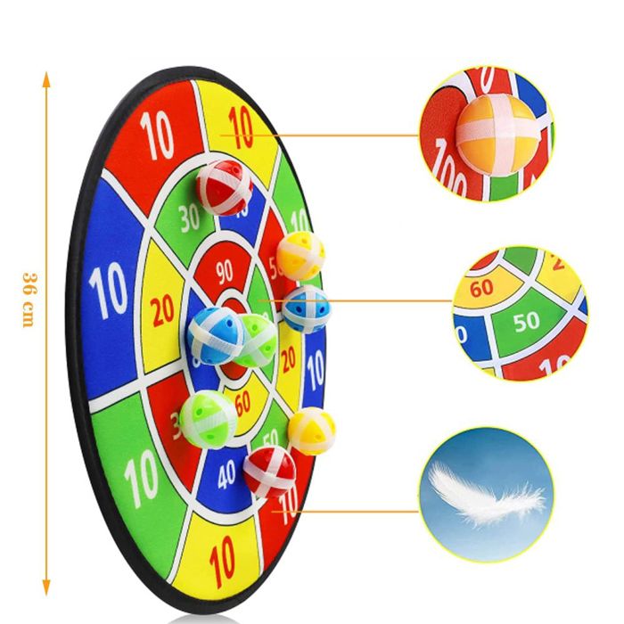 Jeu De Fléchettes Réversible 66 Cm – 16 Balles Scratch, Extérieur/intérieur, Enfant Dès 3 Ans, Animaux Et Chiffres